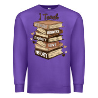 Purple i teach strength bravery equality love history Premium Sweatshirt - MaliasSmallBusiness