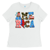 White america with heart Ladies Tee - AdoDesignShop