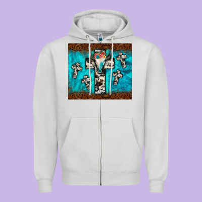 Bull Skull Cross Tumbler Zipper Hoodie Designed By Jahusdesignshop