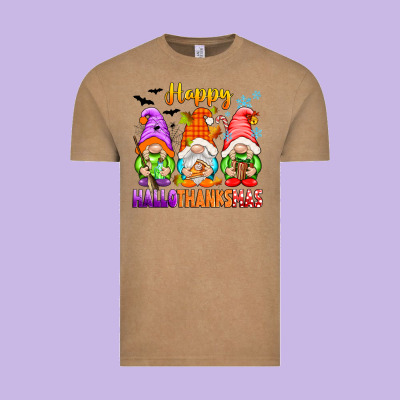 Happy Hallothanksmas Gnomes Vintage Tee Designed By Texasbilliewilder