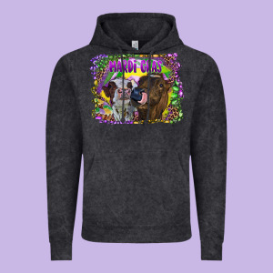 Mardi Gras Heifers Vintage Hoodie Designed By Ranaportraitstore