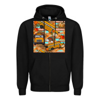 Black fall school bus seamless pattern Zipper Hoodie - BundleAndBundleShop