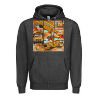 Charcoal Heather fall school bus seamless pattern Zipper Hoodie - BundleAndBundleShop