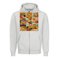 Dove Grey fall school bus seamless pattern Zipper Hoodie - BundleAndBundleShop