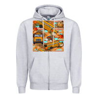 Heather Grey fall school bus seamless pattern Zipper Hoodie - BundleAndBundleShop