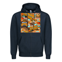 Navy fall school bus seamless pattern Zipper Hoodie - BundleAndBundleShop