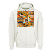 Oatmeal Heather fall school bus seamless pattern Zipper Hoodie - BundleAndBundleShop