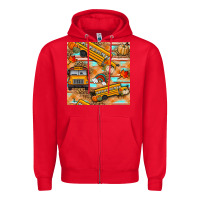 Red fall school bus seamless pattern Zipper Hoodie - BundleAndBundleShop