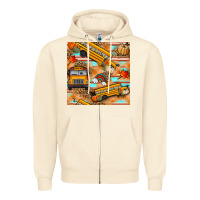 Sandshell fall school bus seamless pattern Zipper Hoodie - BundleAndBundleShop