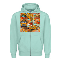 Seafoam fall school bus seamless pattern Zipper Hoodie - BundleAndBundleShop