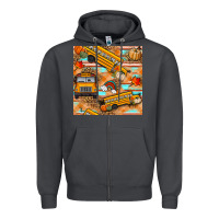 Smoke fall school bus seamless pattern Zipper Hoodie - BundleAndBundleShop