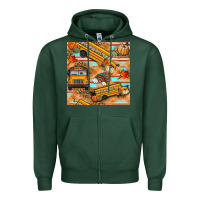Sports Green fall school bus seamless pattern Zipper Hoodie - BundleAndBundleShop