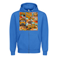 True Royal fall school bus seamless pattern Zipper Hoodie - BundleAndBundleShop