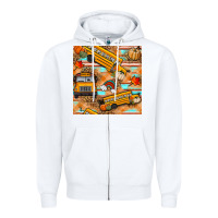 White fall school bus seamless pattern Zipper Hoodie - BundleAndBundleShop