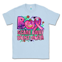 Dusty Blue halloween boo with cancer ribbon breast cancer sca Classic Tee - AdoDesignShop