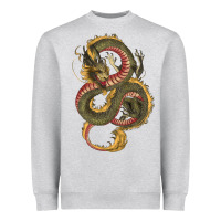 Heather Grey green and yellow dragon Heavyweight Sweatshirt - RanaPortraitStore