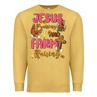 Antique Gold jesus praising and farm raising Premium Sweatshirt - MaliasSmallBusiness