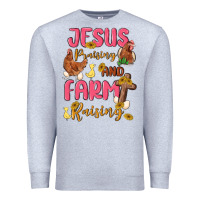 Heather Grey jesus praising and farm raising Premium Sweatshirt - MaliasSmallBusiness