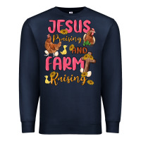 Navy jesus praising and farm raising Premium Sweatshirt - MaliasSmallBusiness