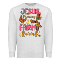 Oatmeal Heather jesus praising and farm raising Premium Sweatshirt - MaliasSmallBusiness