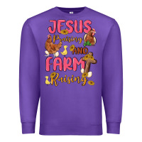 Purple jesus praising and farm raising Premium Sweatshirt - MaliasSmallBusiness