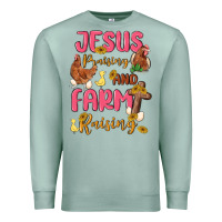 Seafoam jesus praising and farm raising Premium Sweatshirt - MaliasSmallBusiness