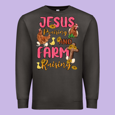 Jesus Praising And Farm Raising Premium Sweatshirt Designed By Maliassmallbusiness