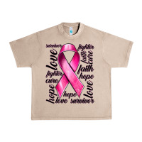 French Oak Breast Cancer Ribbon Hope Love Faith Urban Heavy Tee - texasbilliewilder