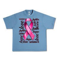 Pebble Blue Breast Cancer Ribbon Hope Love Faith Urban Heavy Tee - texasbilliewilder