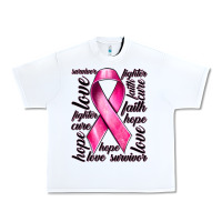 White Breast Cancer Ribbon Hope Love Faith Urban Heavy Tee - texasbilliewilder