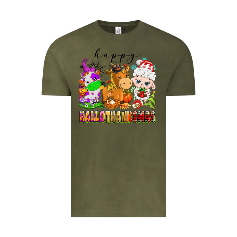 Happy Hallothanksmas Farm Animals Vintage Tee by texasbilliewilder | Teevron
