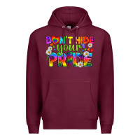 Burgundy LGBTQ+ Don't Hide Your Pride Premium Hoodie - BundleAndBundleShop