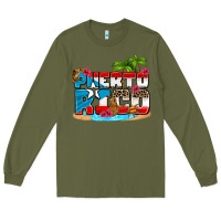 Army Green puerto rico and flowers with frog Long Sleeve Tee - AdoDesignShop