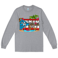 Heather Grey puerto rico and flowers with frog Long Sleeve Tee - AdoDesignShop