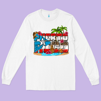 Puerto Rico And Flowers With Frog Long Sleeve Tee Designed By Adodesignshop