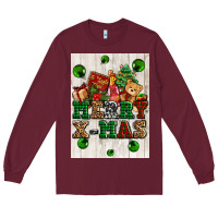Burgundy merry xmas Long Sleeve Tee - AdoDesignShop