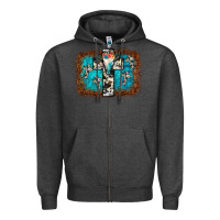 Charcoal Heather bull skull cross backgraund Zipper Hoodie - JahusDesignShop