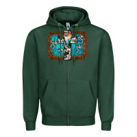 Sports Green bull skull cross backgraund Zipper Hoodie - JahusDesignShop