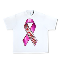 White Breast Cancer Ribbon Baseball Urban Heavy Tee - texasbilliewilder
