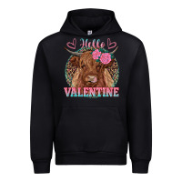 Black hello valentine highland cow Urban Hoodie - RanaPortraitStore
