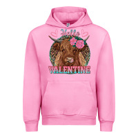 Fuchsia Pink hello valentine highland cow Urban Hoodie - RanaPortraitStore