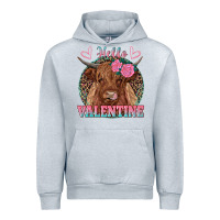 Heather Grey hello valentine highland cow Urban Hoodie - RanaPortraitStore