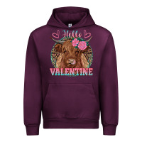 Mauve Wine hello valentine highland cow Urban Hoodie - RanaPortraitStore