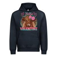 Navy hello valentine highland cow Urban Hoodie - RanaPortraitStore
