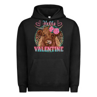 Pigment Black hello valentine highland cow Urban Hoodie - RanaPortraitStore
