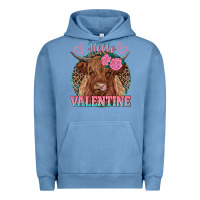 Pigment Pebble Blue hello valentine highland cow Urban Hoodie - RanaPortraitStore