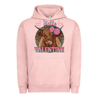 Pigment Salmon hello valentine highland cow Urban Hoodie - RanaPortraitStore