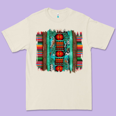 Serape Aztec Leopard And Turquoise Glitter With Gemstone Brushstroke Premium Tee Designed By Artiststas