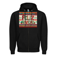 Black feliz navidad spanish christmas Zipper Hoodie - Jasminsmagicworld