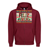 Burgundy feliz navidad spanish christmas Zipper Hoodie - Jasminsmagicworld